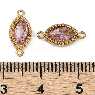 Ion Plating(IP) 304 Stainless Steel Cubic Zirconia Horse Eye Links Connector Charms STAS-K256-21G-03-1