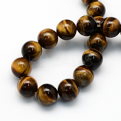 Natural Tiger Eye Round Beads Strands G-S177-14mm-1