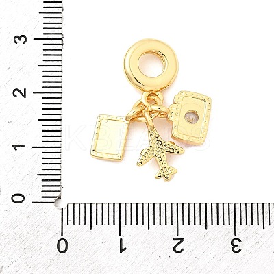 Brass Pave Clear Cubic Zirconia European Dangle Charms KK-F904-01C-G-1