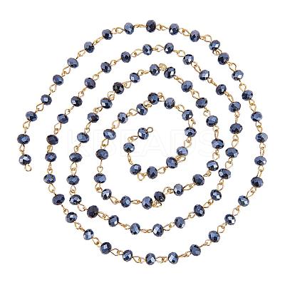 Handmade Rondelle Glass Beads Chains for Necklaces Bracelets Making AJEW-JB00037-03-1