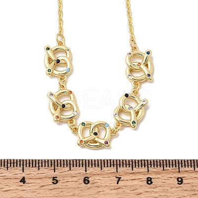 Brass Micro Pave Cubic Zirconia Knot Pendant Necklaces NJEW-B157-08G-02-1