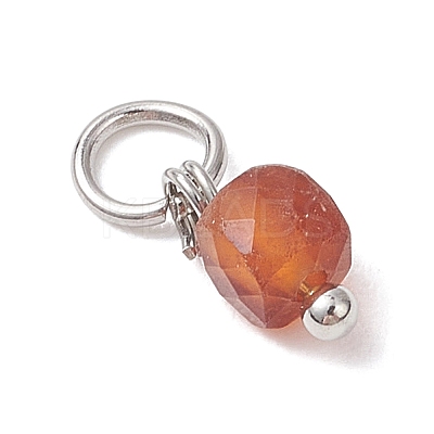Natural Mixed Gemstone Faceted Cube Charms PALLOY-JF04818-1