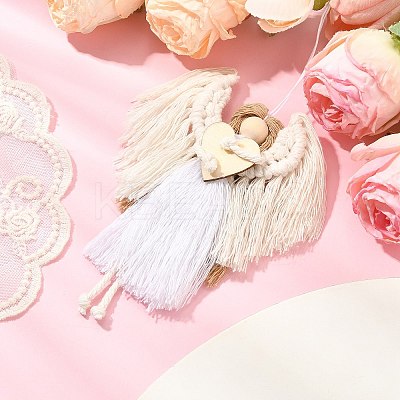 Angel Handmade Woven Macrame Cotton Thread Pendant Decorations HJEW-JM02454-04-1