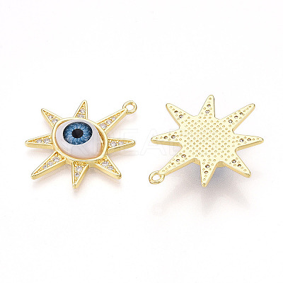 Brass Micro Pave Clear Cubic Zirconia Pendants for Women KK-T070-104-1