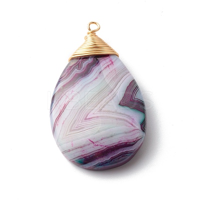Natural Agate Pendants PALLOY-JF00778-1
