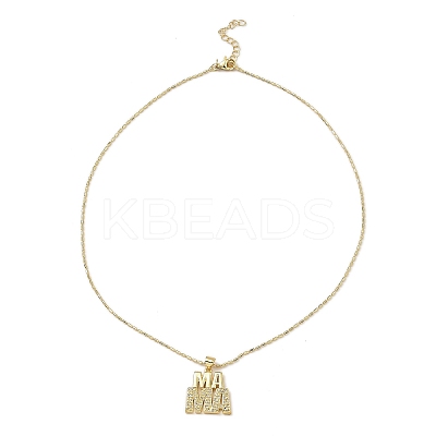 Golden Plated Brass Micro Pave Cubic Zirconia Pendant Necklaces LS-NJEW-L178-02G-03-1