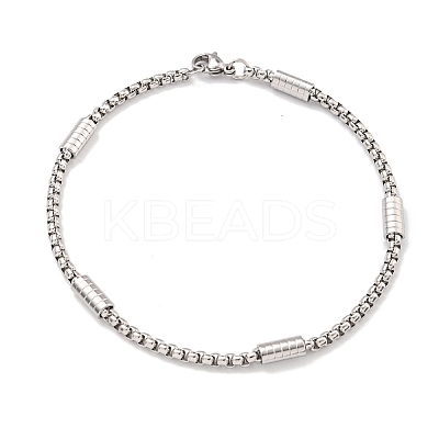 Tarnish Resistant 201 Stainless Steel Box Chain Bracelets for Women BJEW-R318-03A-P-1