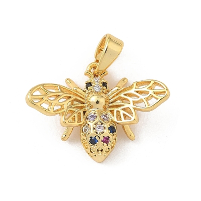 Brass Micro Pave Cubic Zirconia Pendants KK-F905-19G-03-1