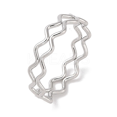 Non-Tarnish 304 Stainless Steel Wave Finger Rings for Women RJEW-G315-07A-P-1