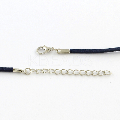 2mm Faux Suede Cord Necklace Making with Iron Chains & Lobster Claw Clasps NCOR-R029-04-1