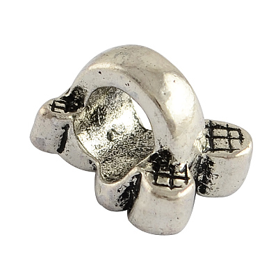 Tibetan Style Alloy Bear European Beads TIBEB-7884-AS-RS-1