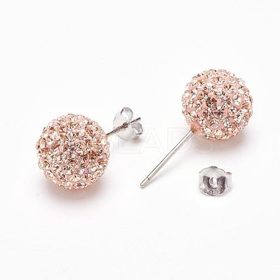 Gifts for Her Valentines Day 925 Sterling Silver Austrian Crystal Rhinestone Ball Stud Earrings for Girl Q286H201-1