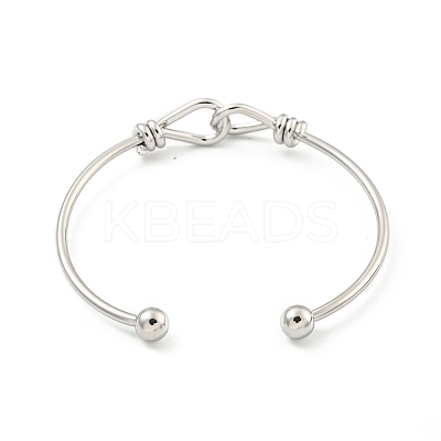 Cross Knot Brass Open Cuff Bangles for Women BJEW-G704-01P-1