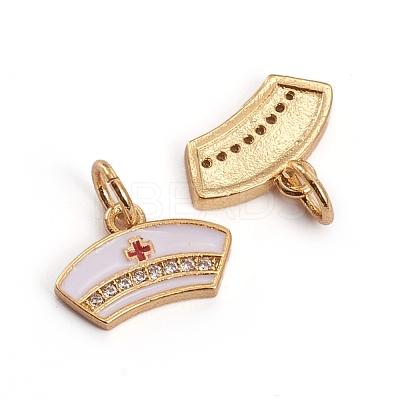 Brass Micro Pave Clear Cubic Zirconia Charms ZIRC-L091-033G-1