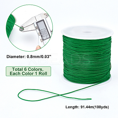 6 Rolls 6 Colors Braided Nylon Thread NWIR-PH0002-07A-1