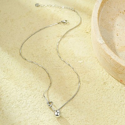 304 Stainless Steel Round Ball Knot Pendant Necklaces for Women NJEW-U031-05P-1