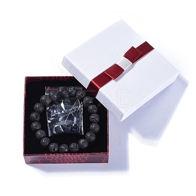 Natural Lava Rock Beads Stretch Bracelets BJEW-JB04173-14-1