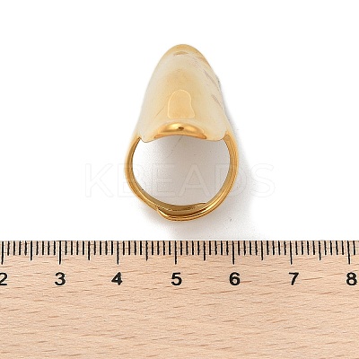 Oval 304 Stainless Steel Open Cuff Rings for Women RJEW-Q007-01G-1