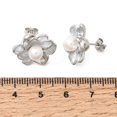 Brass Enamel Stud Earrings KK-CBAB173-02B-P-1