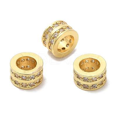 Rack Plating Brass Cubic Zirconia European Beads KK-R147-10G-1