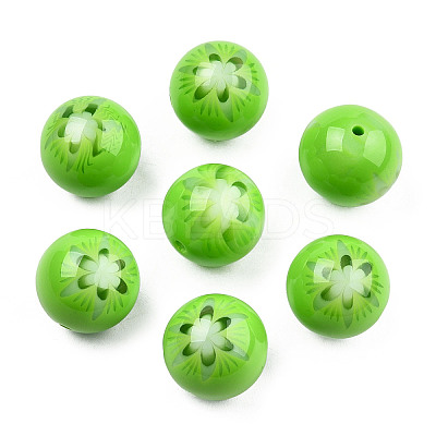 Flower Opaque Resin Beads RESI-T054-001E-1