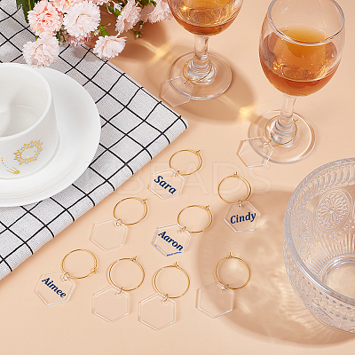 Transparent Acrylic Hexagon Wine Glass Charms AJEW-AB00113-1
