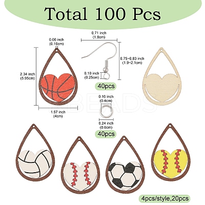 DIY Sports Ball Dangle Earring Making Kits DIY-YW0009-92-1