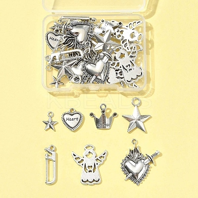 40Pcs 7 Styles Tibetan Style Alloy Pendants FIND-FS0004-31-1