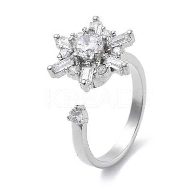 Snowflake Rotatable Open Cuff Rings for Women LS-RJEW-S402-11P-1
