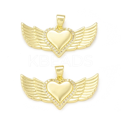 Rack Plating Brass Micro Pave Clear Cubic Zirconia Pendants KK-C011-29G-1