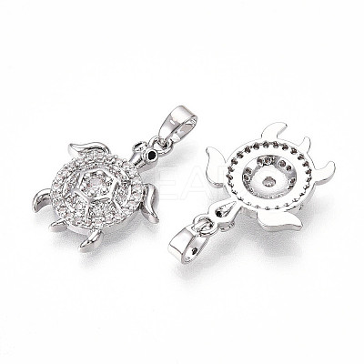 Brass Micro Pave Cubic Zirconia Pendants KK-N257-04P-1