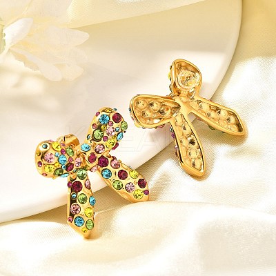 304 Stainless Steel Bowknot Stud Earrings EJEW-A123-02C-G-1