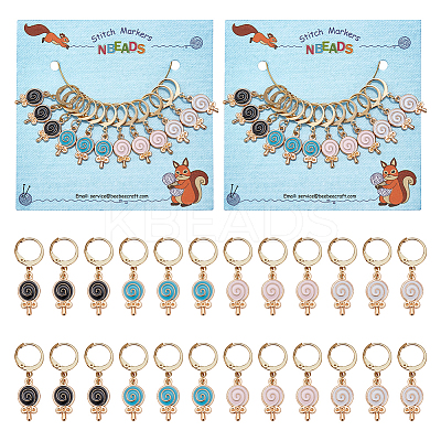 Alloy Enamel Lollipop Locking Stitch Markers HJEW-AB00124-1