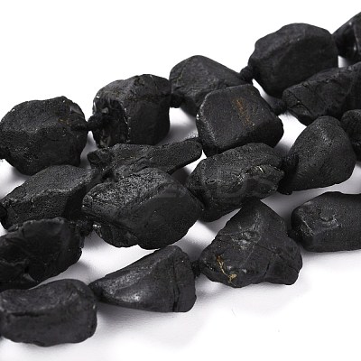 Rough Raw Natural Black Spinel Beads Strands G-G010-10-1