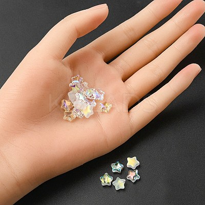 20Pcs 4 Colors Transparent Spray Painted & Frosted Glass Beads GLAA-YW0001-88-1