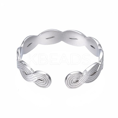 Non-Tarnish 304 Stainless Steel Twist Wrap Open Cuff Ring for Women RJEW-T023-07P-1