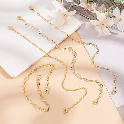 4Pcs 4 Styles Brass Link Baseball Cap Chain AJEW-GO00043-1