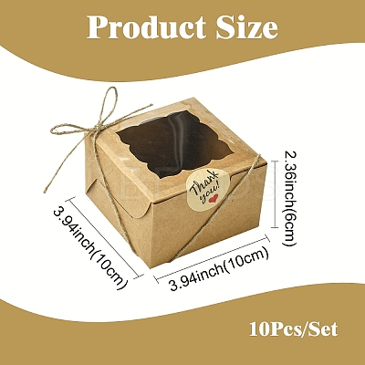 10Pcs Square Bakery Box CON-YW0001-95A-1