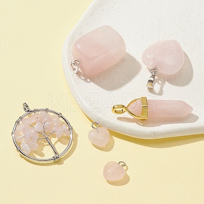 5 Styles Natural Rose Quartz Pendants G-FS0002-46-1