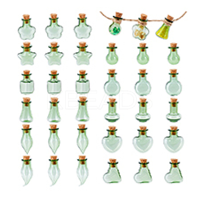 33Pcs 11 Styles Glass Cork Bottles Ornament AJEW-PH0025-20-1