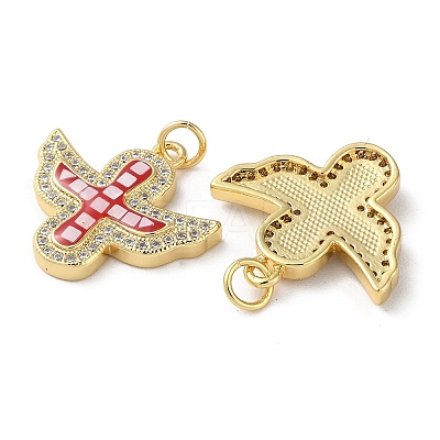 Brass Micro Pave Cubic Zirconia Pendants KK-C045-21G-1
