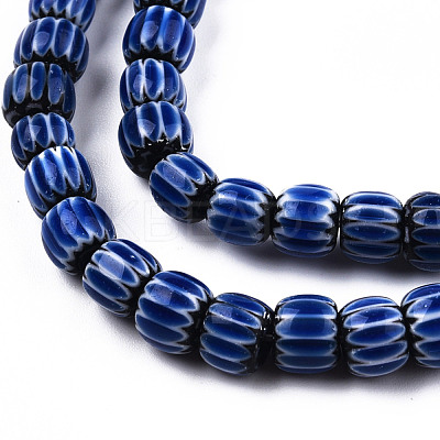 Handmade Lampwork Chevron Beads Strands LAMP-N023-003-01-1