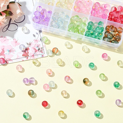 200Pcs 10 Colors Frosted Baking Paint Glass Beads DGLA-YW0001-43-1