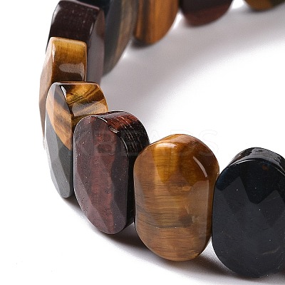 Natural Tiger Eye Oval Beaded Stretch Bracelet G-E010-01G-1