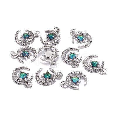 Brass Micro Pave Clear Cubic Zirconia Glass Pendants LS-ZIRC-C024-06P-04-1