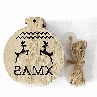 Unfinished Wood Pendant Decorations XMAS-PW0001-170-06-1
