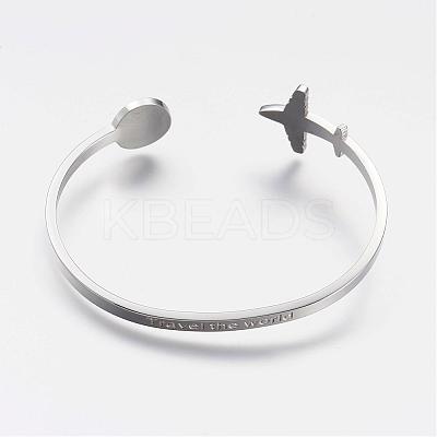 Tarnish Resistant 304 Stainless Steel Cuff Bangles BJEW-N0028-02P-1