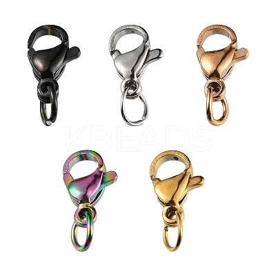 5Pcs 5 Colors 304 Stainless Steel Lobster Claw Clasps STAS-YW0001-57-1