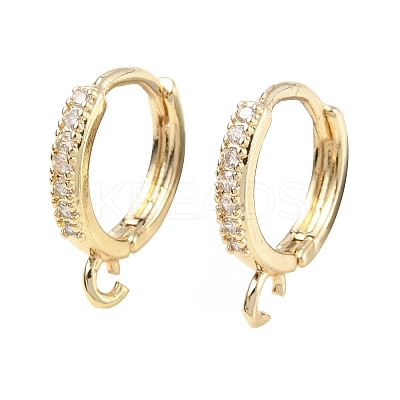 Brass with Rhinestone Hoop Earring Findings KK-C024-21B-KCG-1