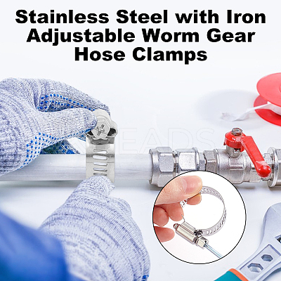 20Pcs 201 Stainless Steel with Iron Adjustable Worm Gear Hose Clamps STAS-UN0060-93A-1